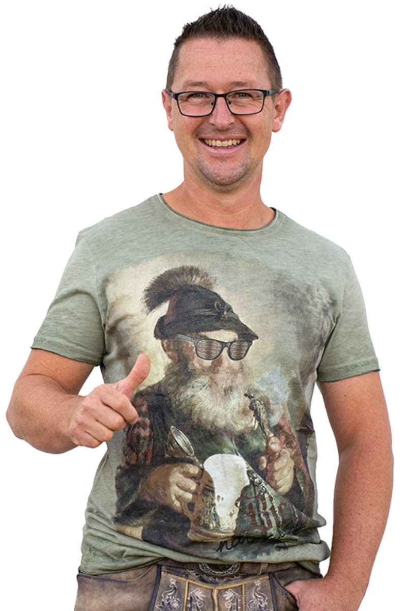 Trachtenshirt Trachtenshirt Herren - BIER NARRISCH - oliv