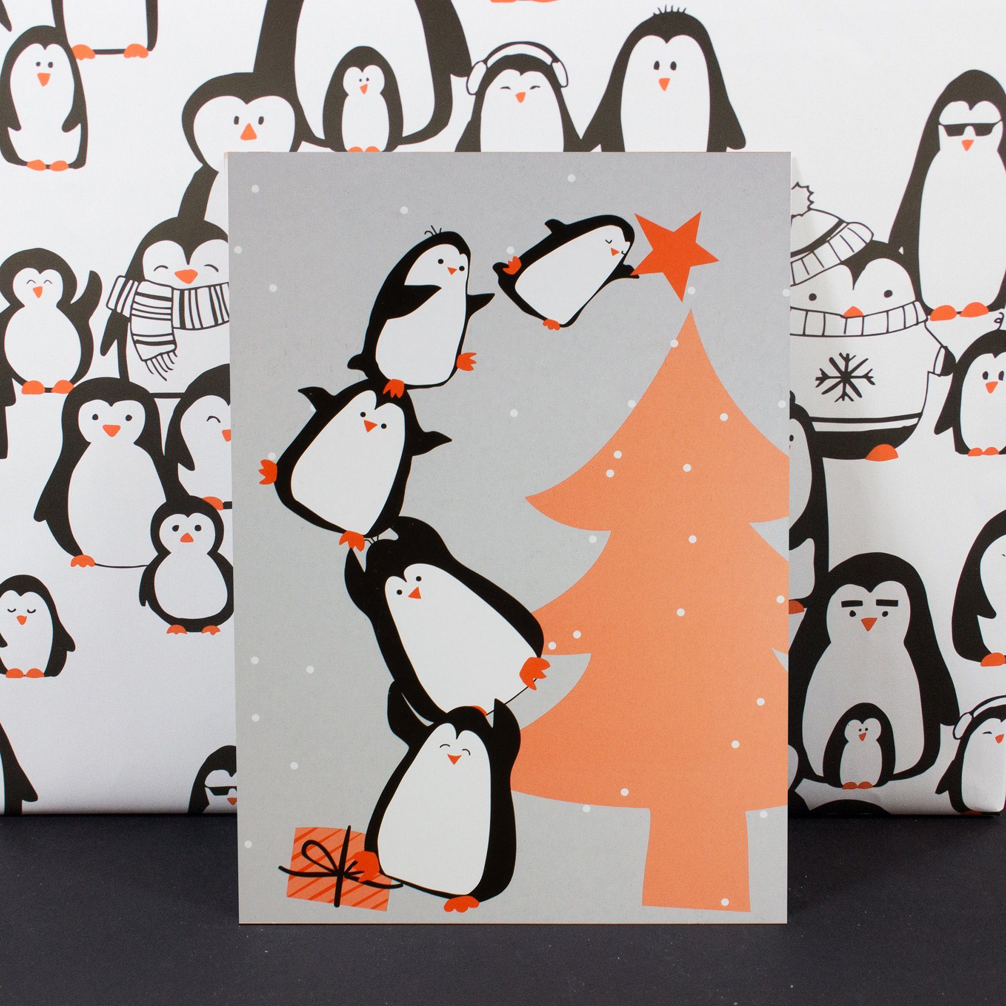 Bow Postkarte Pinguinbaum Postkarte & Hummingbird