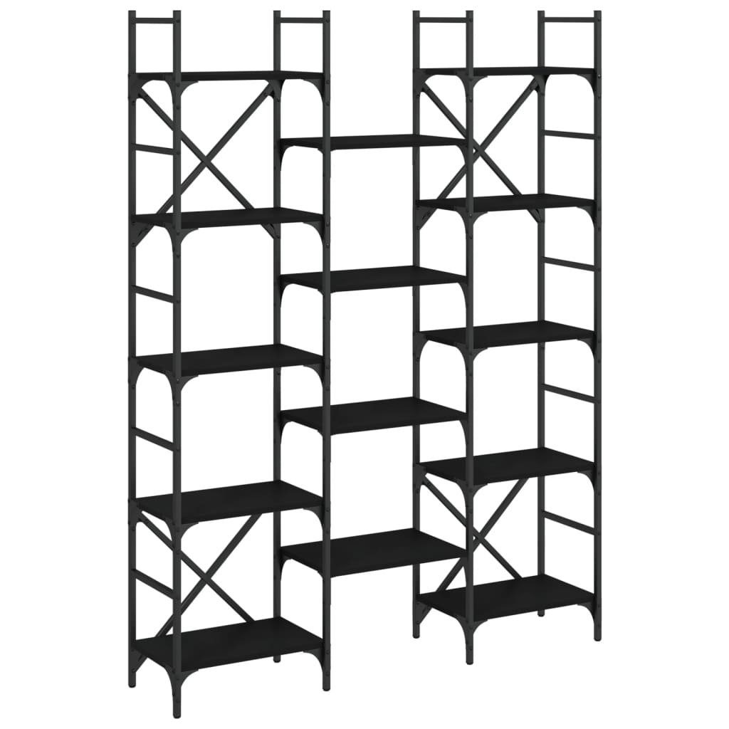 vidaXL Bücherregal Bücherregal Schwarz 127,5x28,5x172,5 cm Holzwerkstoff, 1-tlg.