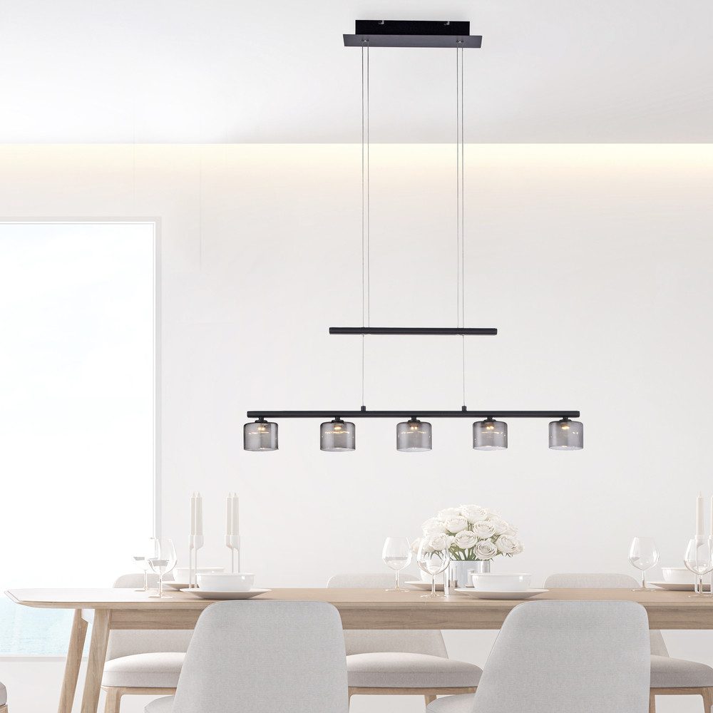 Paul Neuhaus LED Pendelleuchte LED Pendelleuchte HYDRA, höhenverstellbar, 5x LED-Board/ 4 Watt, 3000 Kelvin, höhenverstellbar, Glasschirme klassisch – Bild 2 von 5