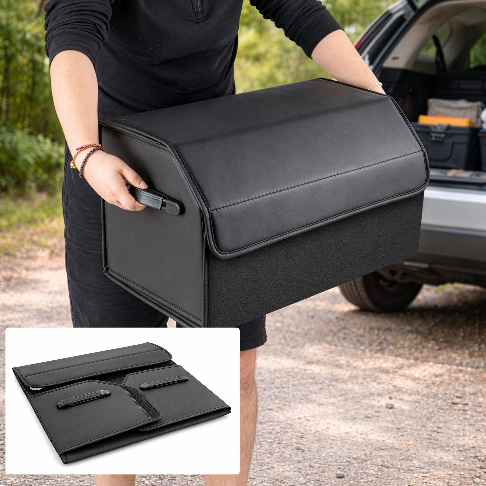 Youyijia Rücksitzorganizer Auto Kofferraum Organizer faltbar mit Deckel wasserabweisende – Bild 4 von 5