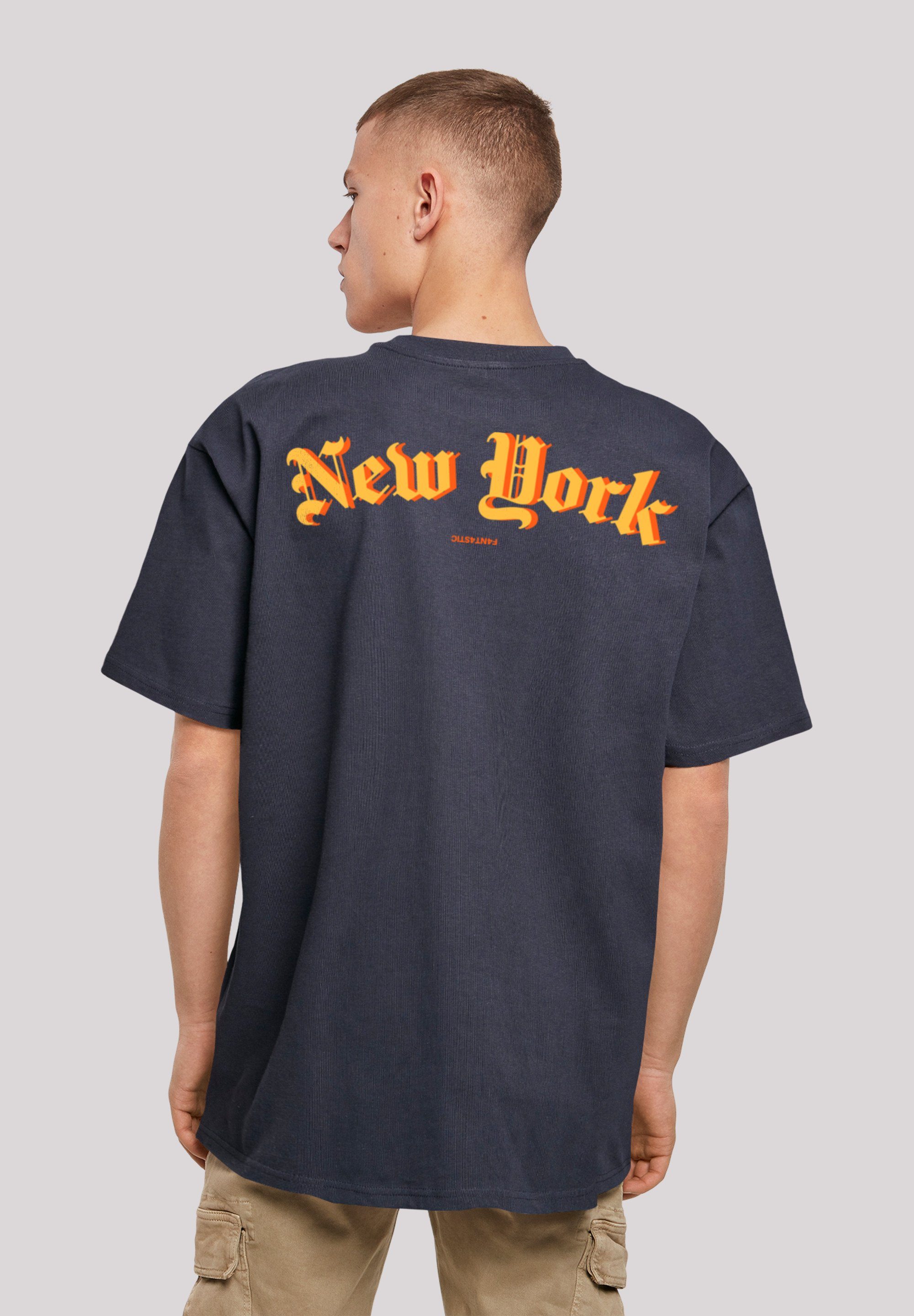 F4NT4STIC T-Shirt New York Orange OVERSIZE TEE Print navy