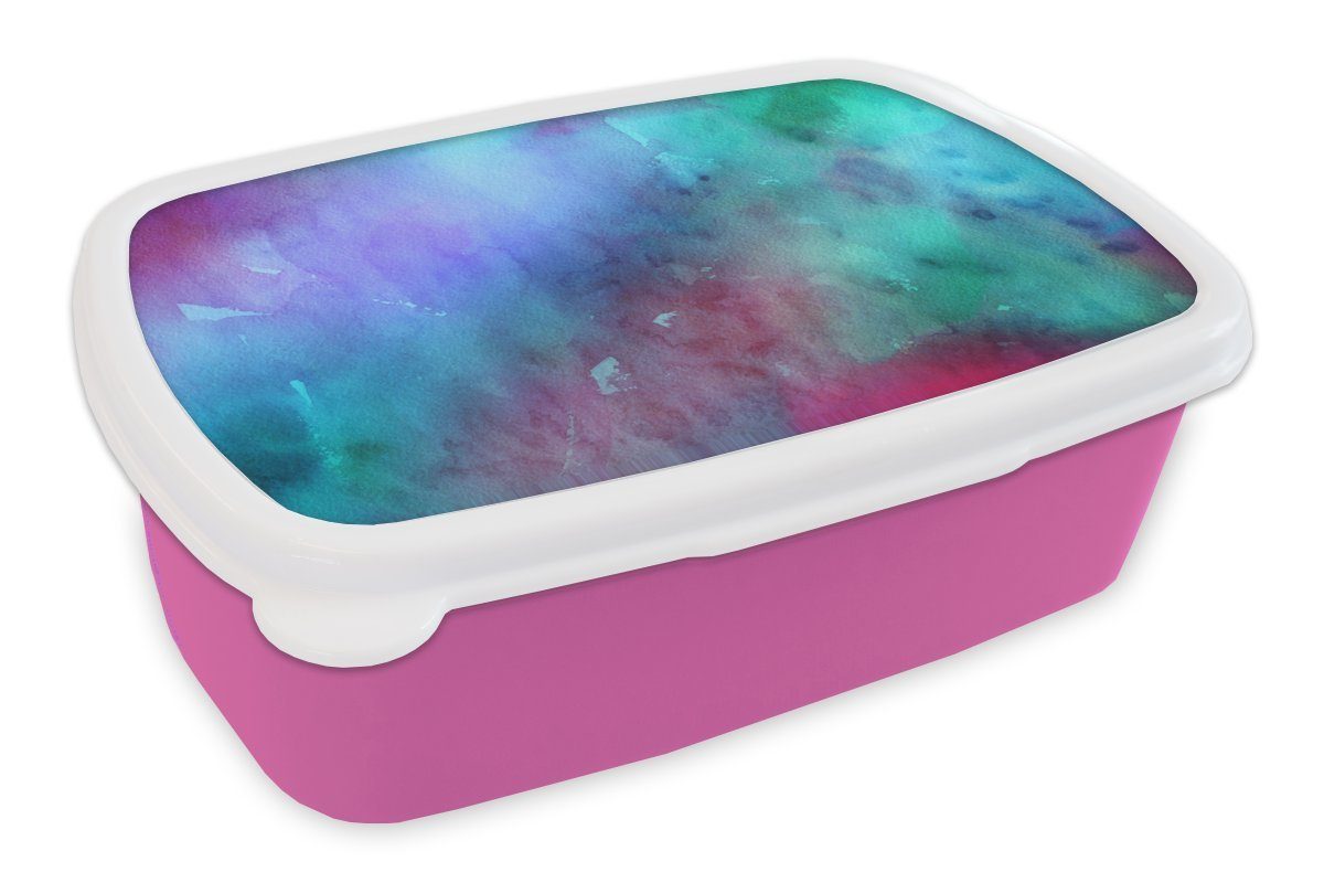Kunststoff, Snackbox, für - Brotbox Kinder, Aquarell (2-tlg), - Brotdose Erwachsene, Lunchbox - rosa Kunststoff Mädchen, Blau, Grün Rot MuchoWow