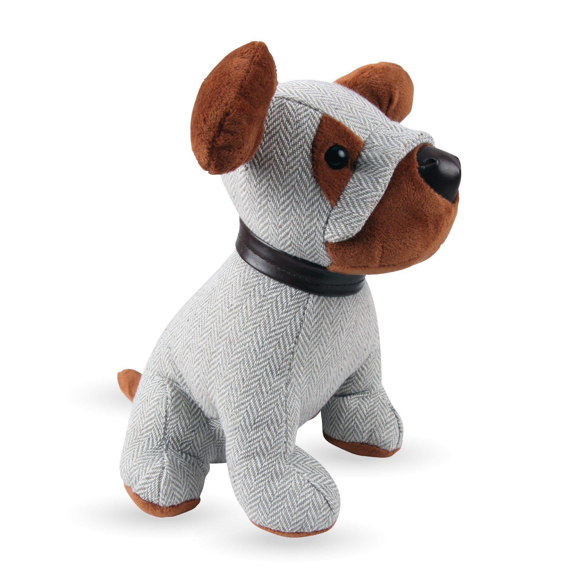 Bestlivings Türstopper Tier-Design aus Stoff, Braun/Grau (Hund), 25x20 cm, Füllung 60% Polyester/40% Sand (1kg)