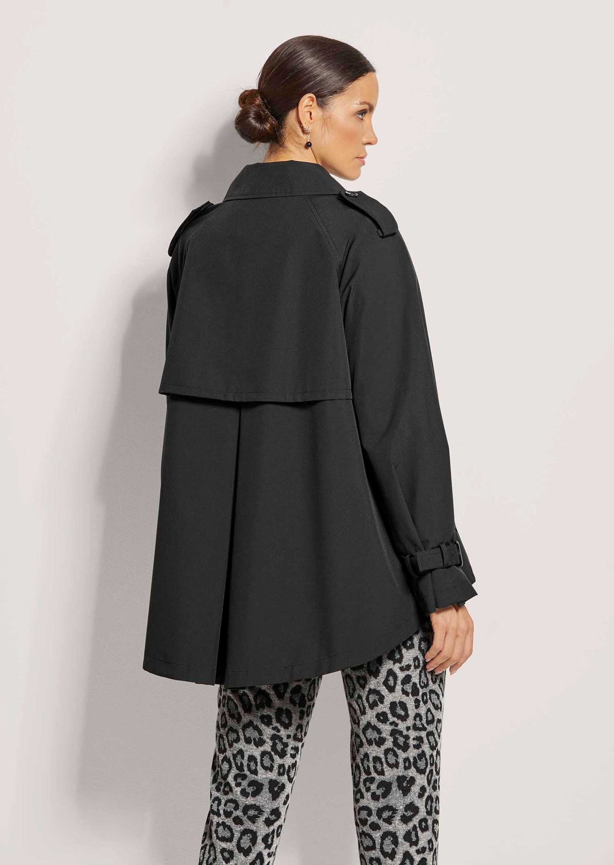 MADELEINE Trenchcoat Oversized Kurztrench mit Raglanärmeln Unifarbenes Design mit klassischem Reverskragen