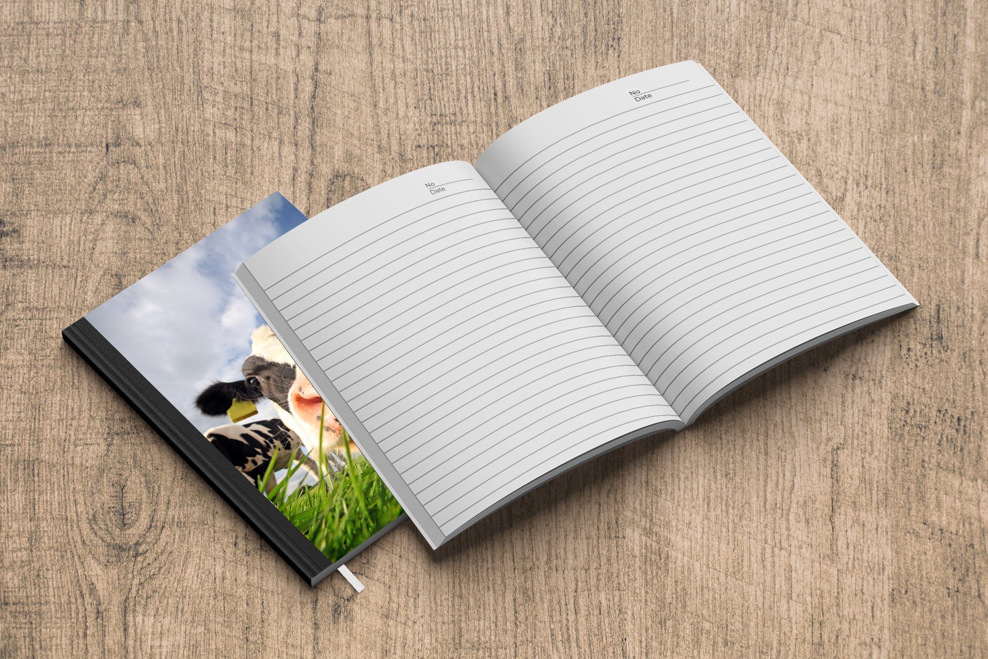 Notizheft, Bauernhof Tagebuch, - Notizbuch Seiten, A5, - 98 Merkzettel, Tiere, Journal, Gras MuchoWow Kuh - Haushaltsbuch