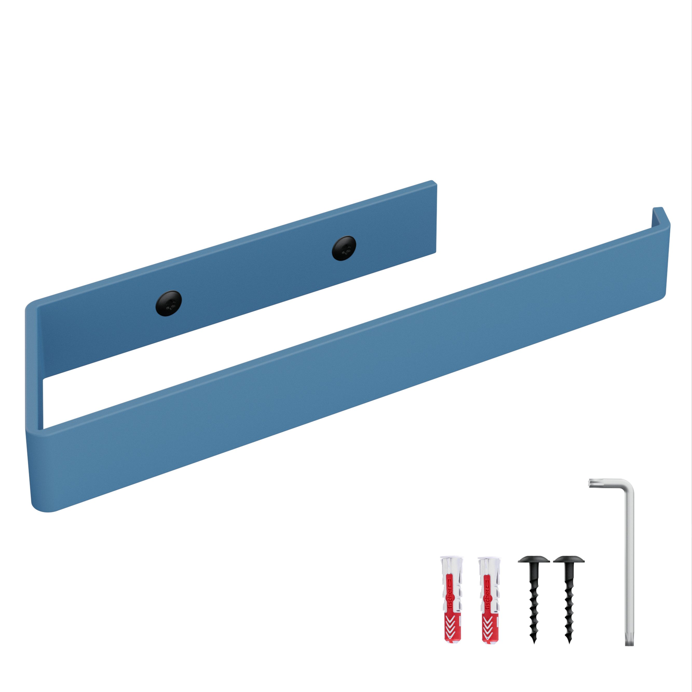 HOLZBRINK Toilettenpapierhalter HOLZBRINK Küchenrollenhalter Blau 244x72 mm (Badezimmergriff), Handtuchhalter Wandmontage im Badezimmer, Küche, Gäste WC
