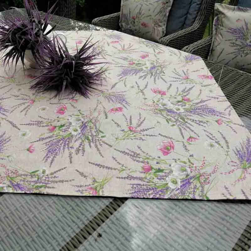 Mit Liebe dekoriert Tischdecke Tischdecke Lavendel aus beschichteter Baumwolle