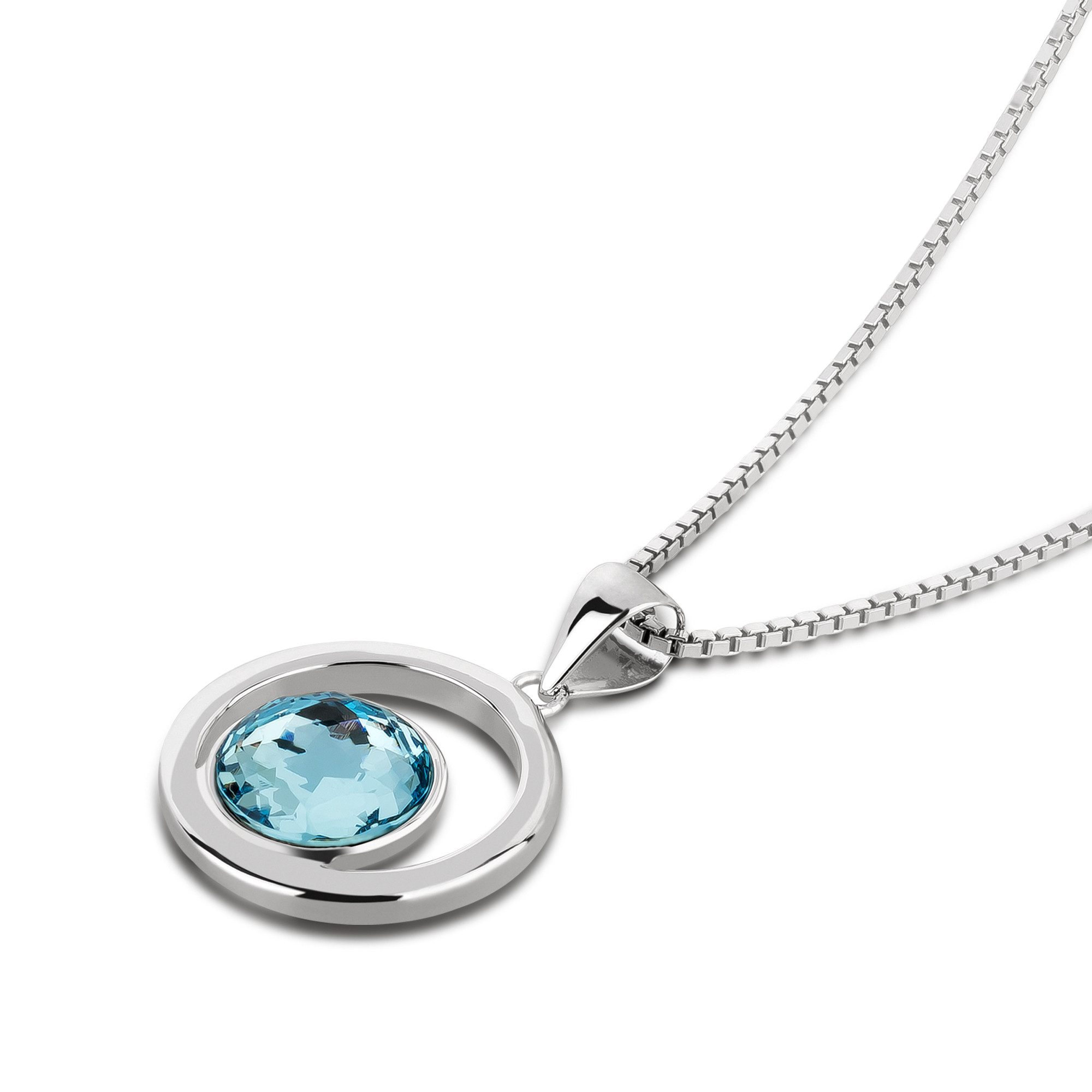 Schöner-SD Kette mit Anhänger Runder Anhänger mit Kristall und 925 Silber H günstig online kaufen