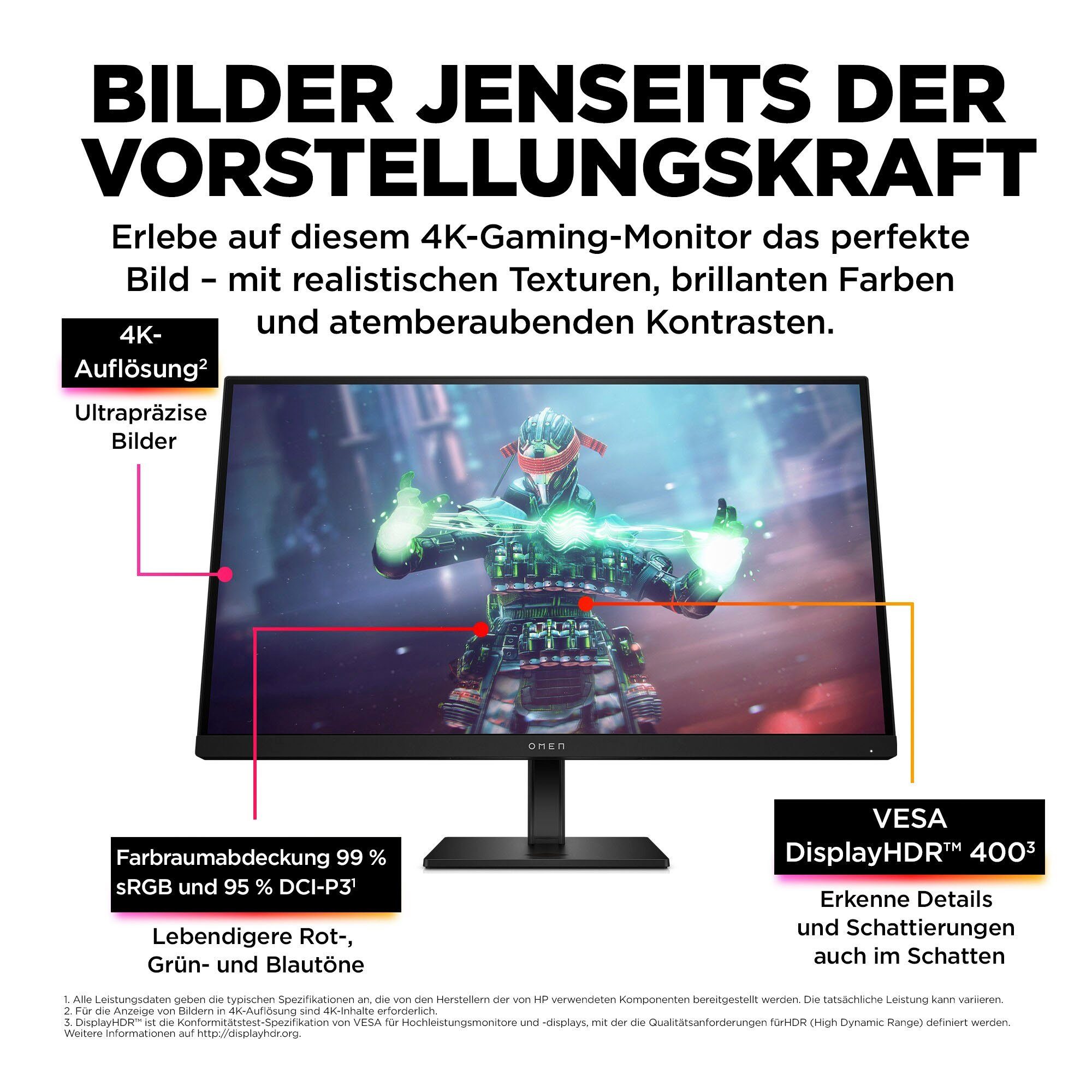 HP OMEN 27k (HSD-0162-A) Gaming-Monitor (69 cm/27 ", 3840 x 2160 px, 4K Ultra HD, 1 ms Reaktionszeit, 144 Hz, IPS)