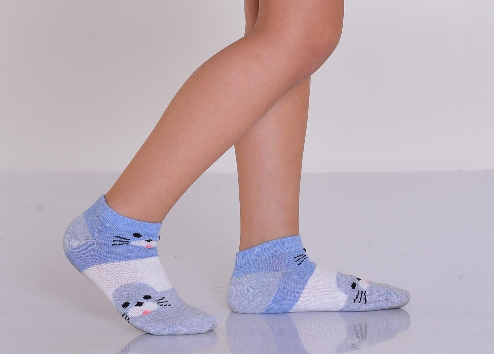 LOREZA Kurzsocken 12 Paar Mädchen Sneakersocken Socken (Paar, Kindersocken Modell 2 12-Paar) 12-Paar