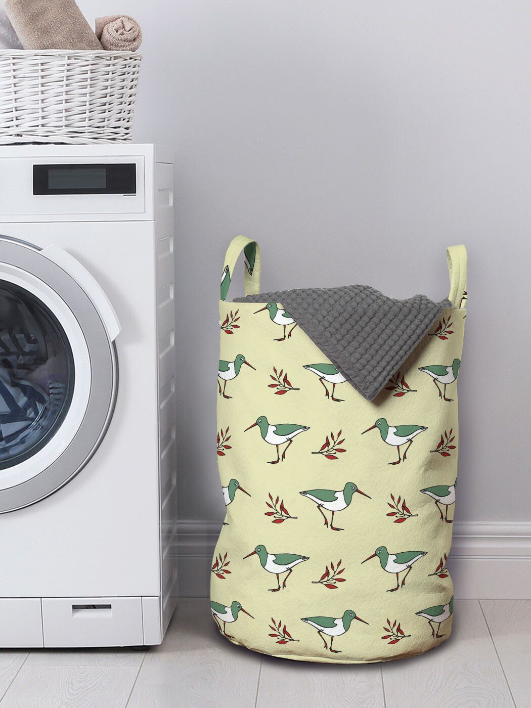 Abakuhaus Wäschesäckchen Wäschekorb mit Griffen Tiere für Kordelzugverschluss Waschsalons, lange Vögel Schnäbel Watvögel