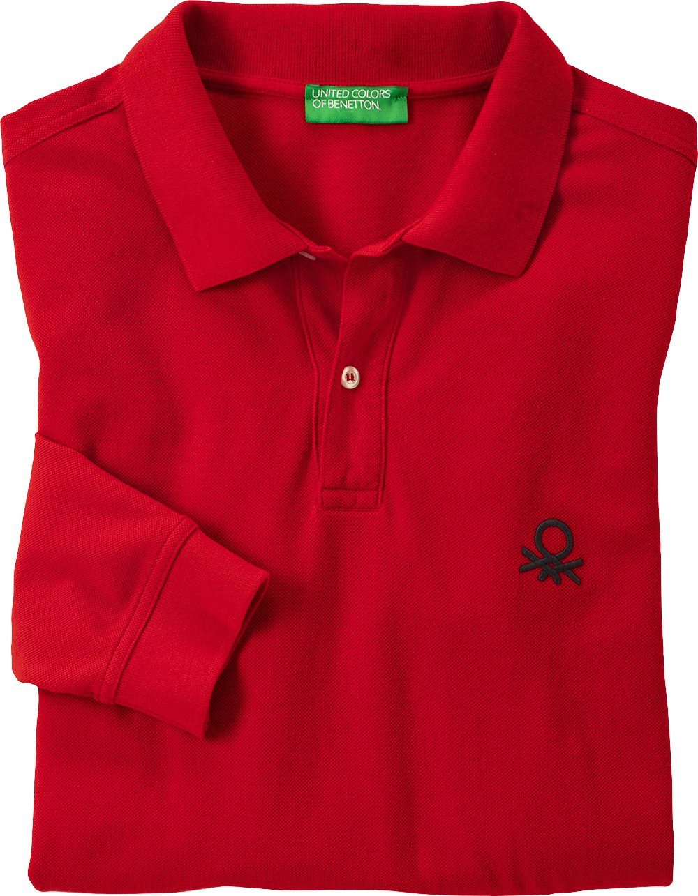 of United Benetton Baumwolle rot Colors Langarm-Poloshirt aus