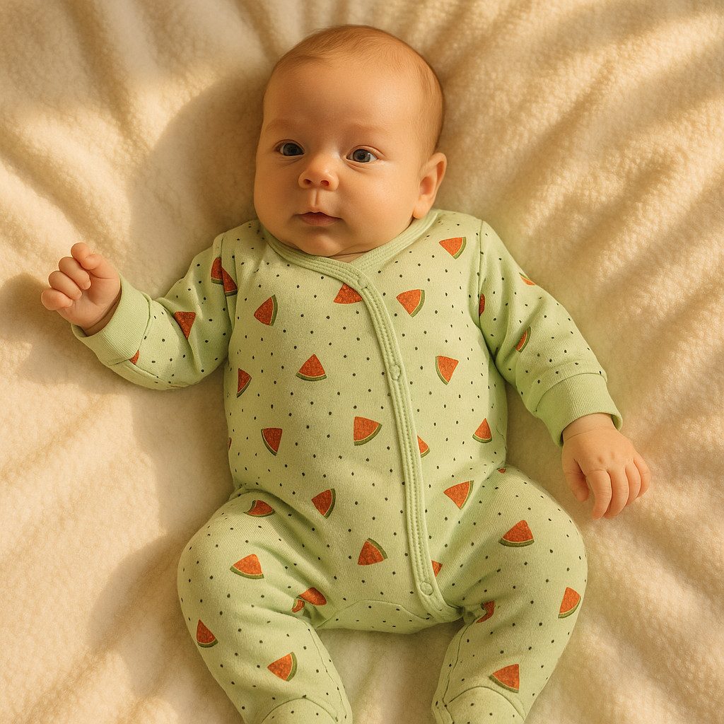 Strampler Baby Strampler mit Fuß, Grün, 100 % Baumwolle, Jungen/Mädchen, Grün