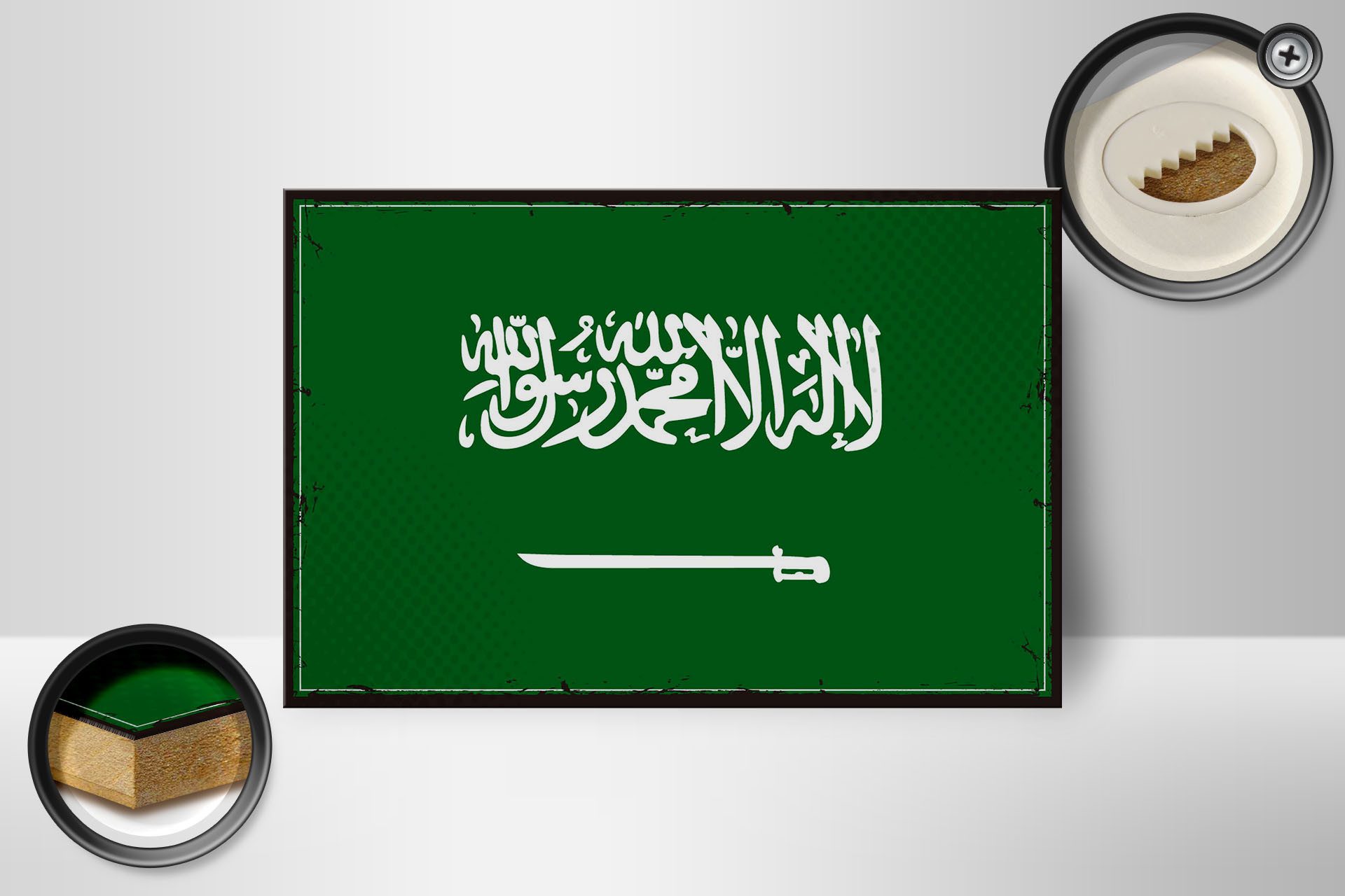 Femer GmbH Holzbild Flagge Saudi-Arabien 18x12cm Retro Saudi Arabia, Flaggen (1 St), Glatte Holzfaserplatte (MDF), vorn beschichtet