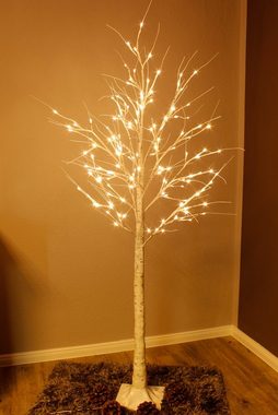 Arnusa LED Baum Leuchtbaum Winterbirke 160 cm 152 LED warmweiß, verschiedene Blinkmodi, LED fest integriert, warmweiß, für Innen und Außen Dekoleuchte Stehlampe