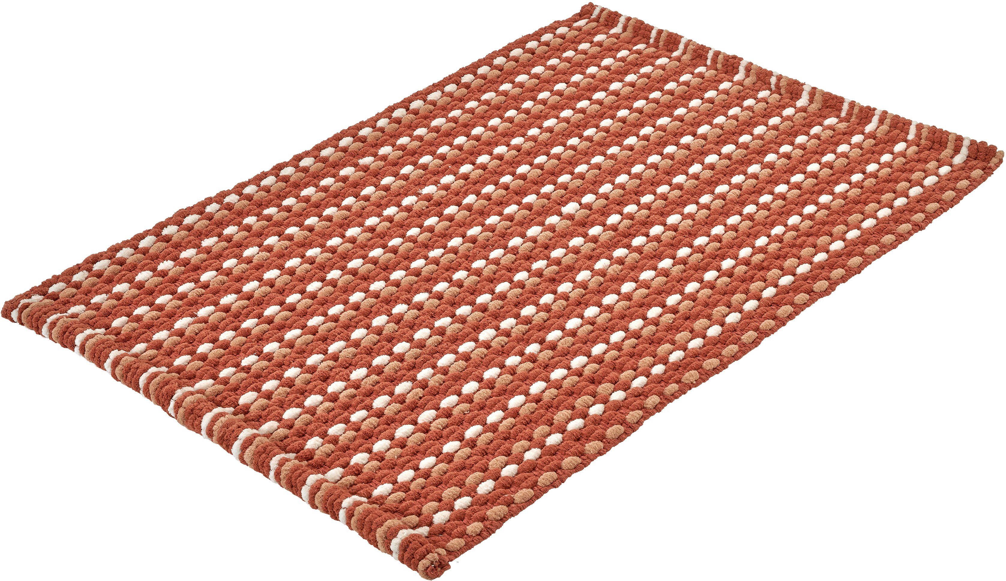 Kleine Wolke Badematte Loop, Höhe 12 mm, beidseitig nutzbar, fußbodenheizungsgeeignet, schnell trocknend, Baumwolle, Polyester, rechteckig, Badteppich, weiche Chenillequalität, gestreift, handgewebt