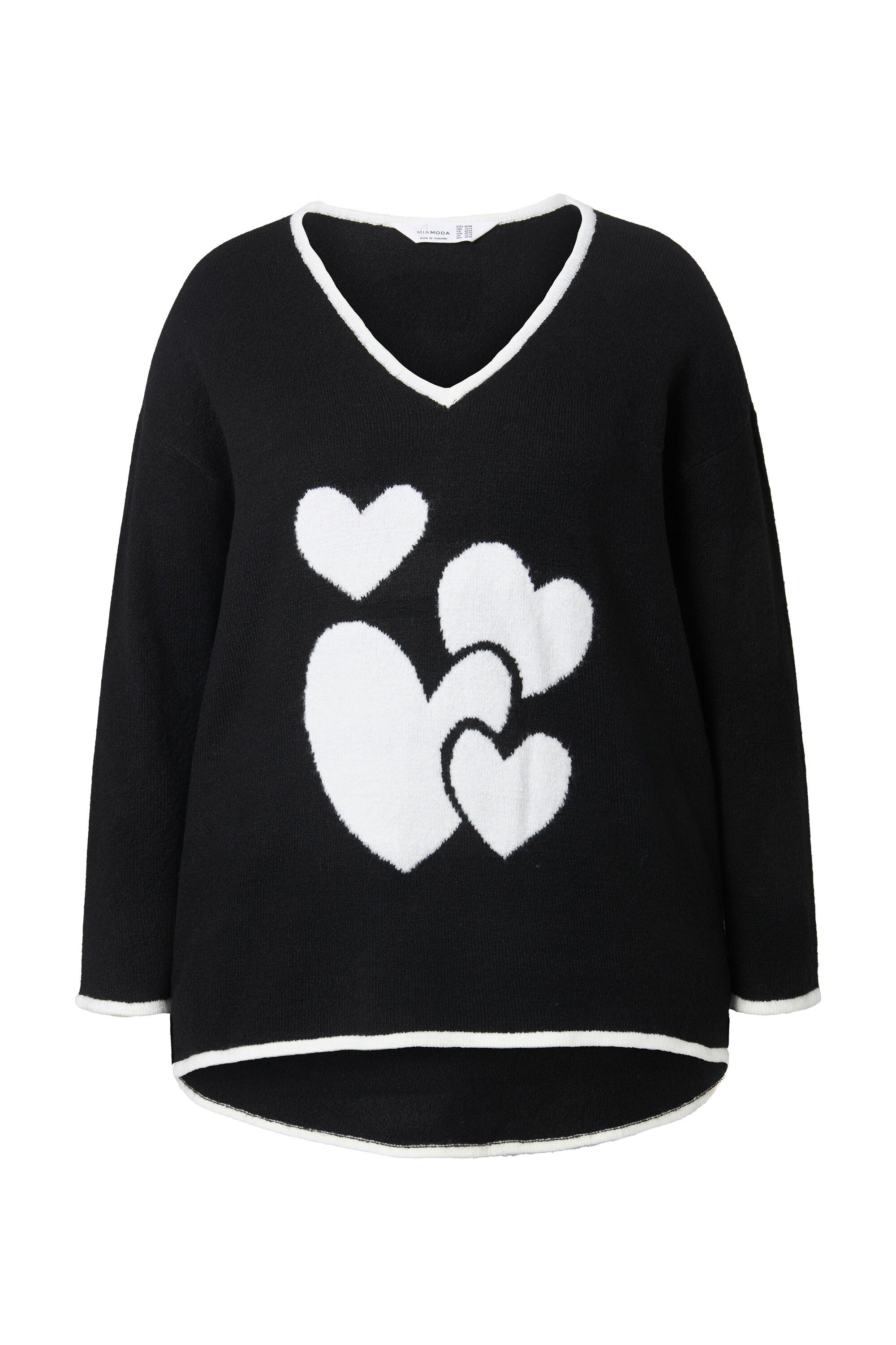 Strickpullover Pullover bequeme Passform Herz-Motiv
