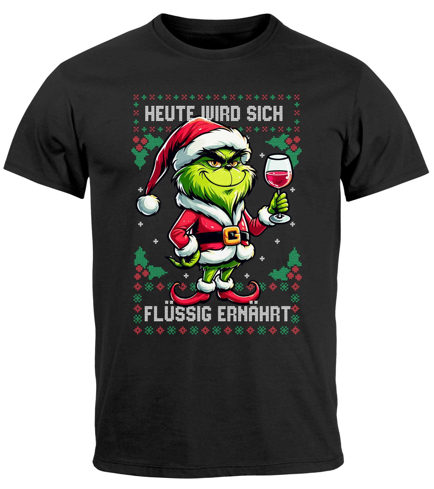 Print-Shirt Herren T-Shirt Anti-Weihnachten Grinch Weihnachtsmuffel Heute wird