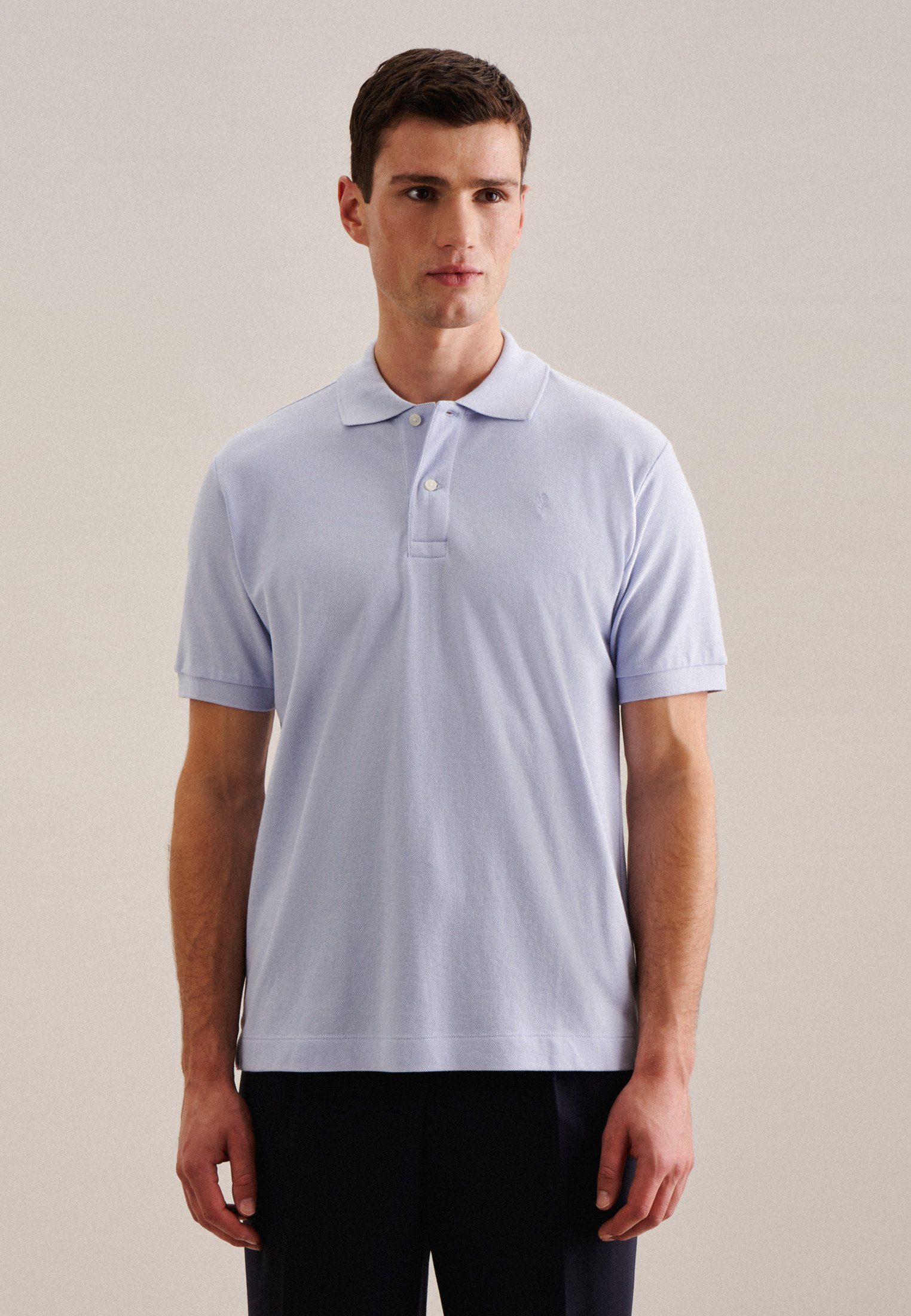 seidensticker Poloshirt Regular Kurzarm Kragen Uni Hellblau | Poloshirts