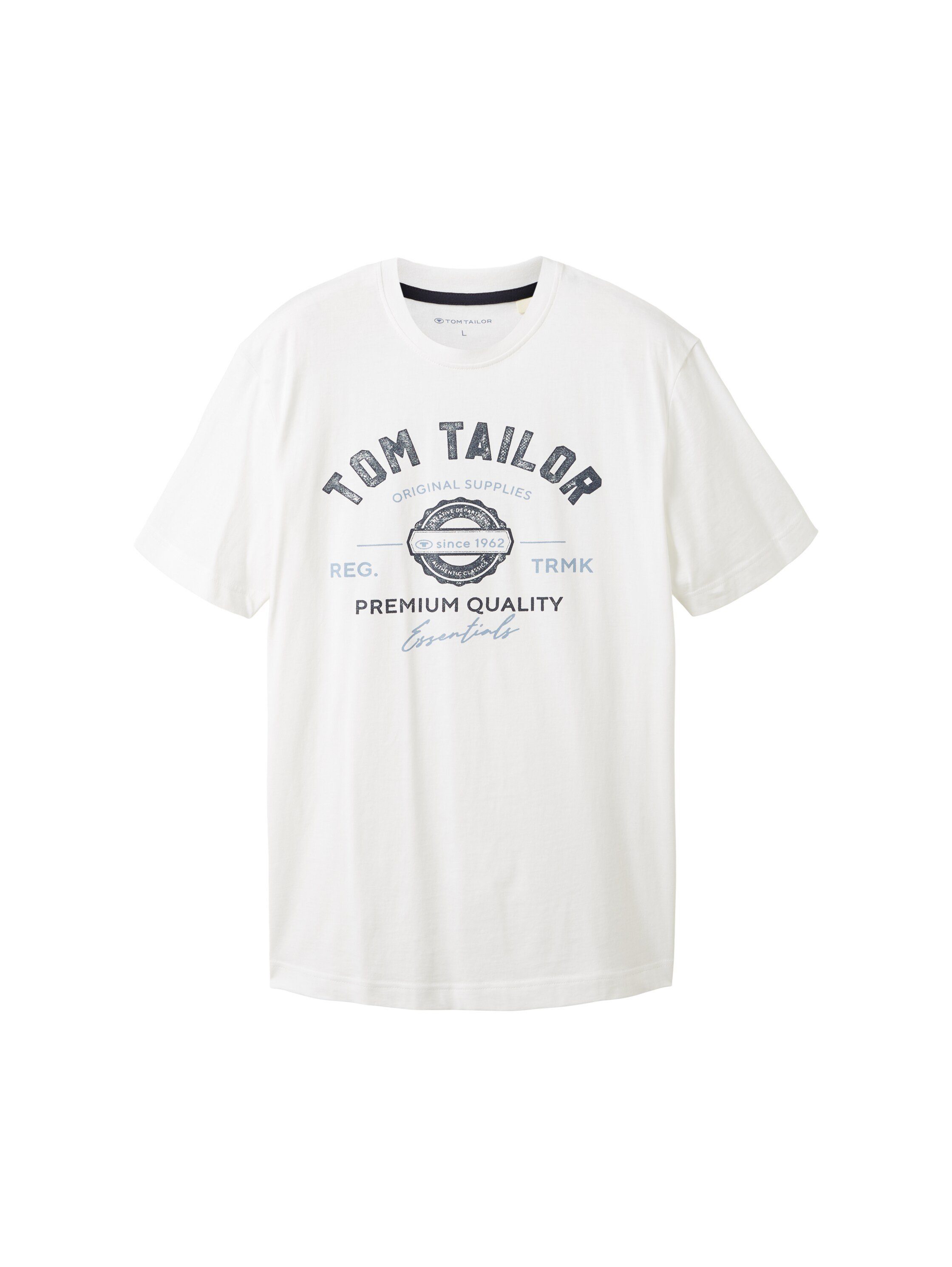 white TOM mit großem TAILOR T-Shirt Logofrontprint