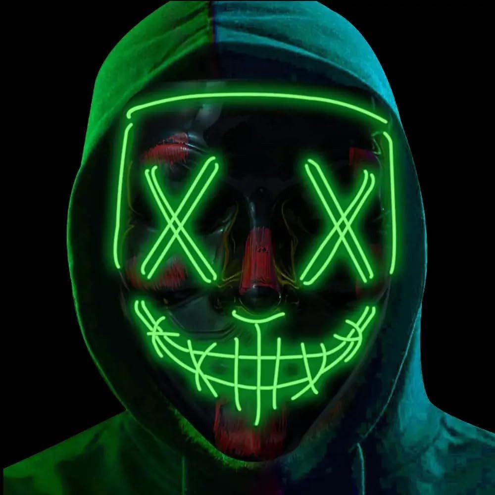 FASCHINFEVER Verkleidungsmaske LED Purge Maske - Halloween Kostüm Herren Halloween Maske, (Packung), mit Lichteffekten