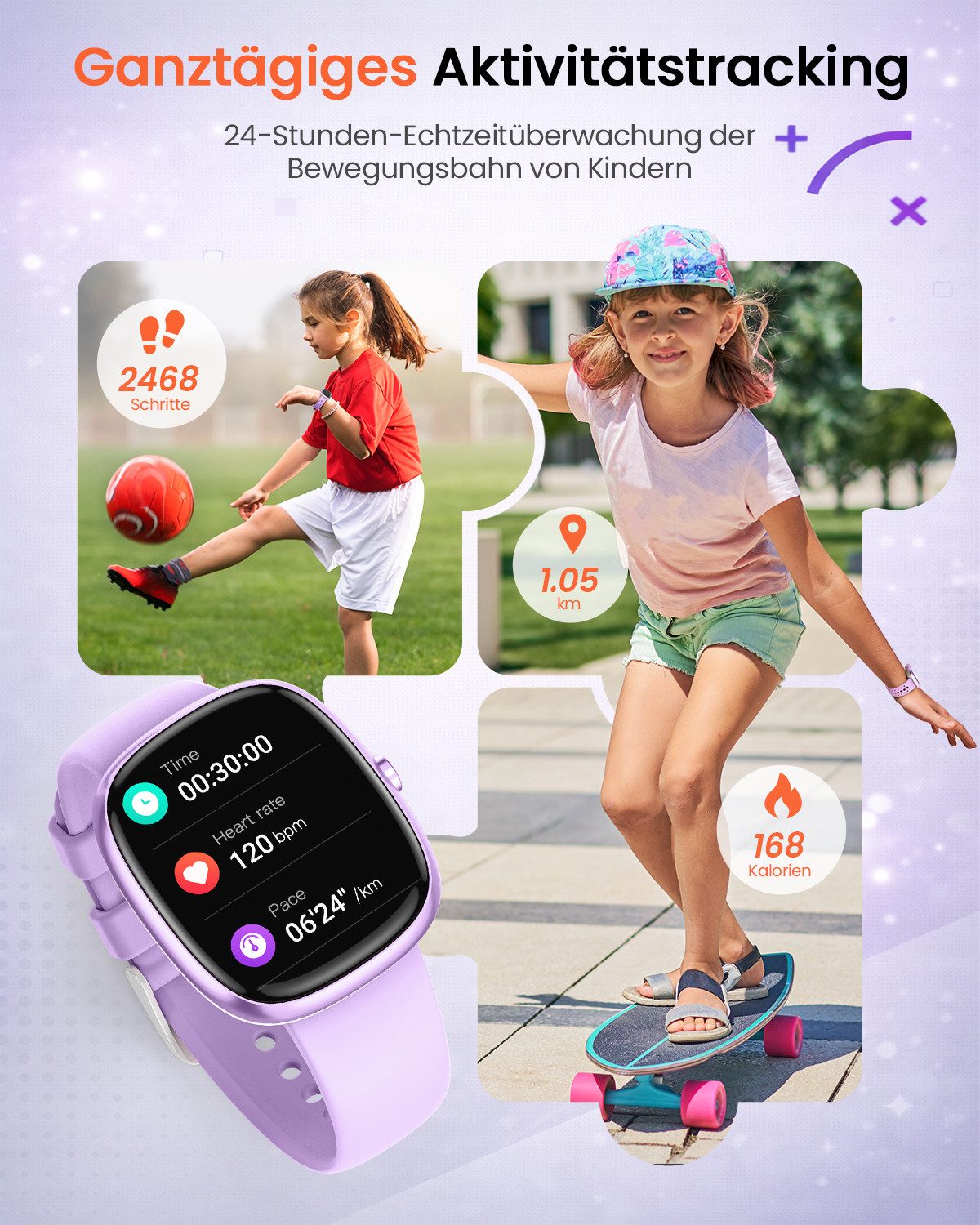SWGOTA Smartwatch Kinder für Jungen und Mädchen 5-16 Jahren mit Telefon, IP68 Smartwatch (1,5 Zoll), Smartwatch für Kinder mit 20 Sportmodi/Herzfrequenz/Schlafmonitor, Kinder Smartwatch Schrittzähler, Wecker, Geschenk für Kinder