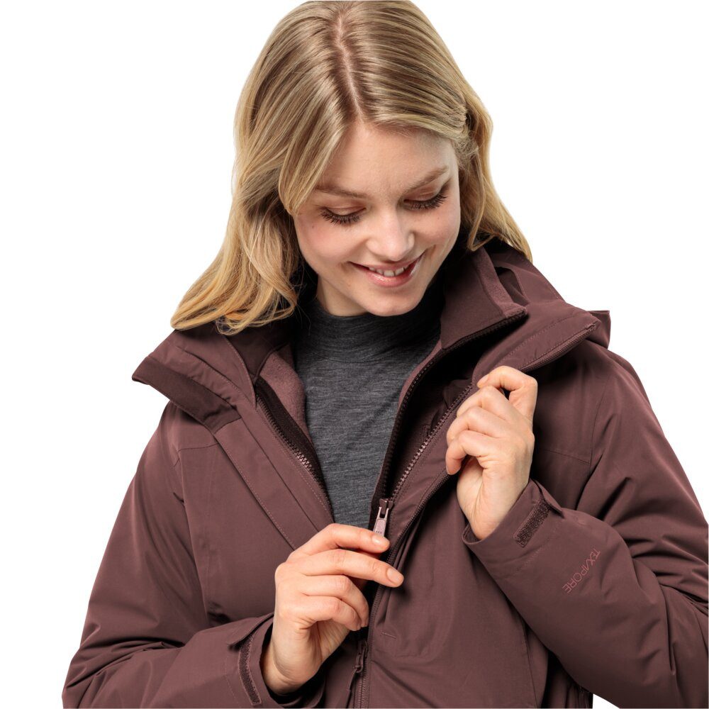 Jack Wolfskin Regenjacke Fernblick 2-Lagen (Wetterschutzjacke, wasserdicht, winddicht) weinrot