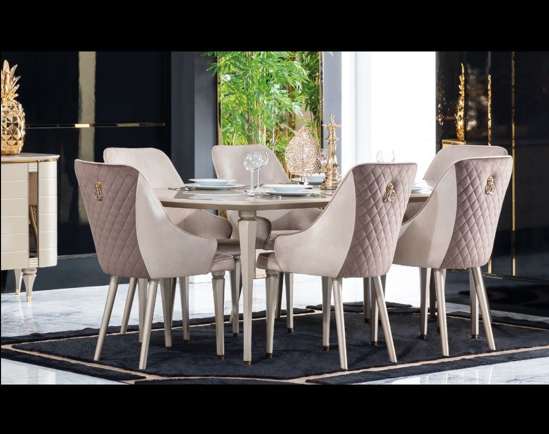 JVmoebel Esszimmer-Set, Esszimmer Garnitur Set Tisch 6x Stühle Stuhl Komplettes Set