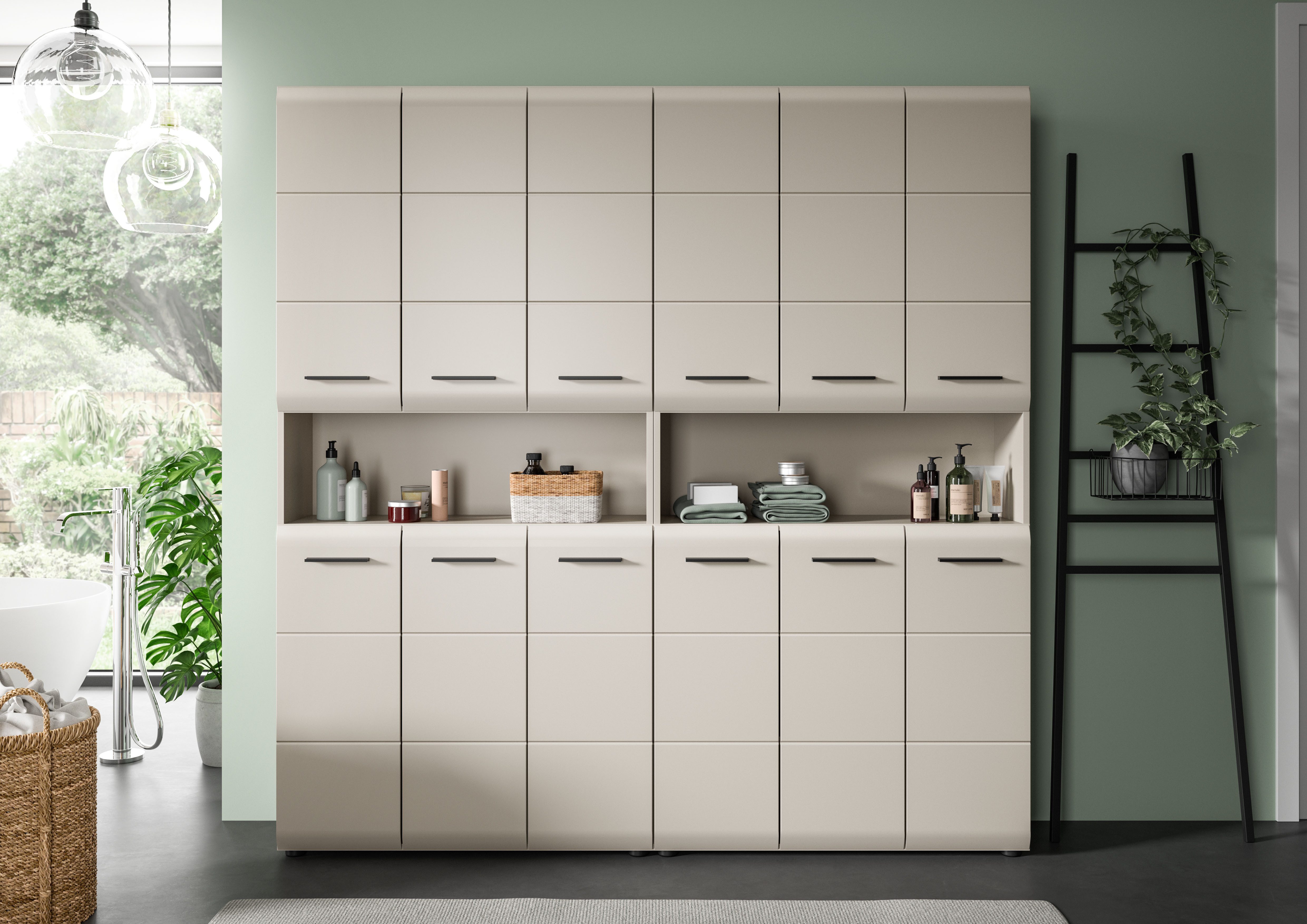 welltime Badezimmer-Set, (Set, 2-St., 2x Mehrzweckschrank), Bad-Kombination, Bad-Möbel, Badezimmer, Kombination, Kombi