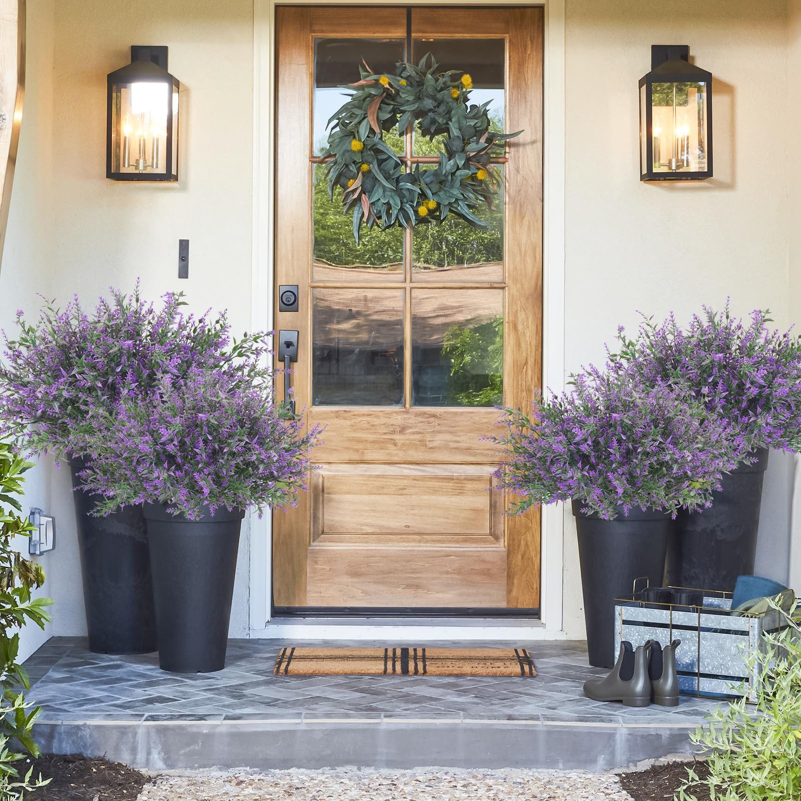 Kunstblumenstrauß 4 Bündel künstliche Lavendelsträuße, künstliche Lavendelblumen, Agger, Kunstlavendel, geeignet für Zuhause, Hochzeiten und Außendekorationen – Bild 5 von 5