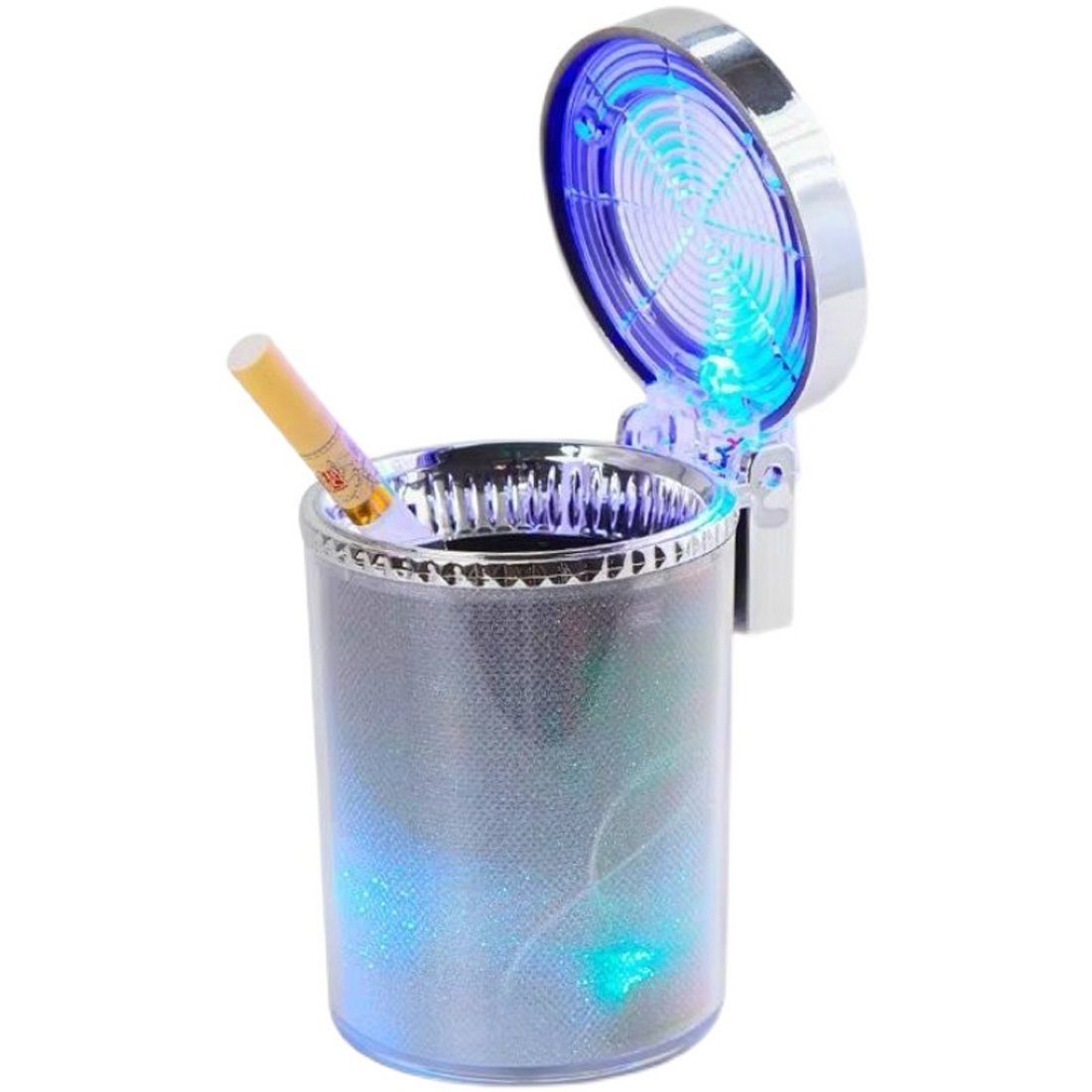 Haiaveng Aschenbecher Auto Cup Aschenbecher mit Deckel und LED-Licht, 70 *  102 mm, 1 Stück