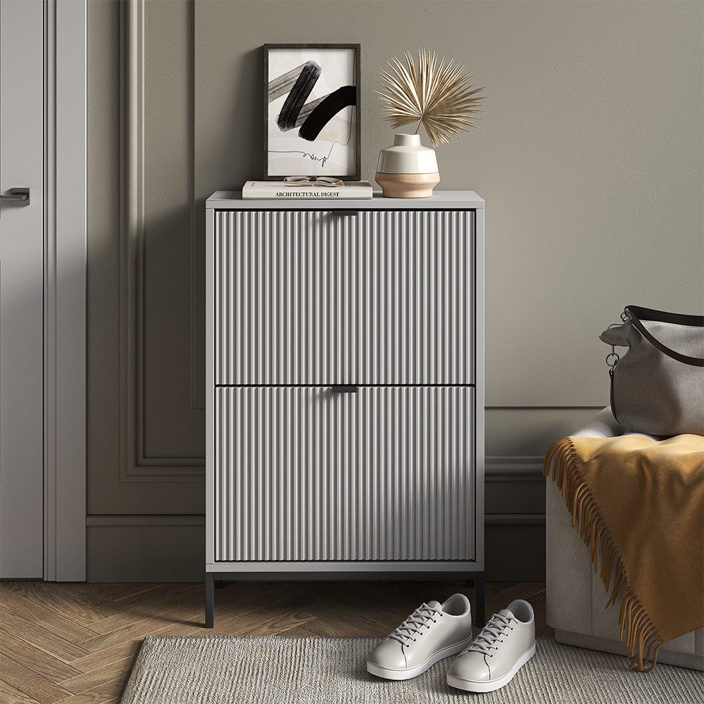 Vicco Schuhkipper Eliza, Grau, 60 x 92 cm mit 2 Klappschubladen (1 St) günstig online kaufen