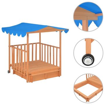 vidaXL Sandkasten Kinderspielhaus mit Sandkasten Sandkiste Tannenholz Blau UV50