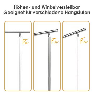 Randaco Treppengeländer Edelstahl Handlauf 80-180cm Geländer 0-5 Querstab Bausatz Aufmontage, 80 cm Länge, mit 5 Pfosten, für Brüstung Balkon Garten