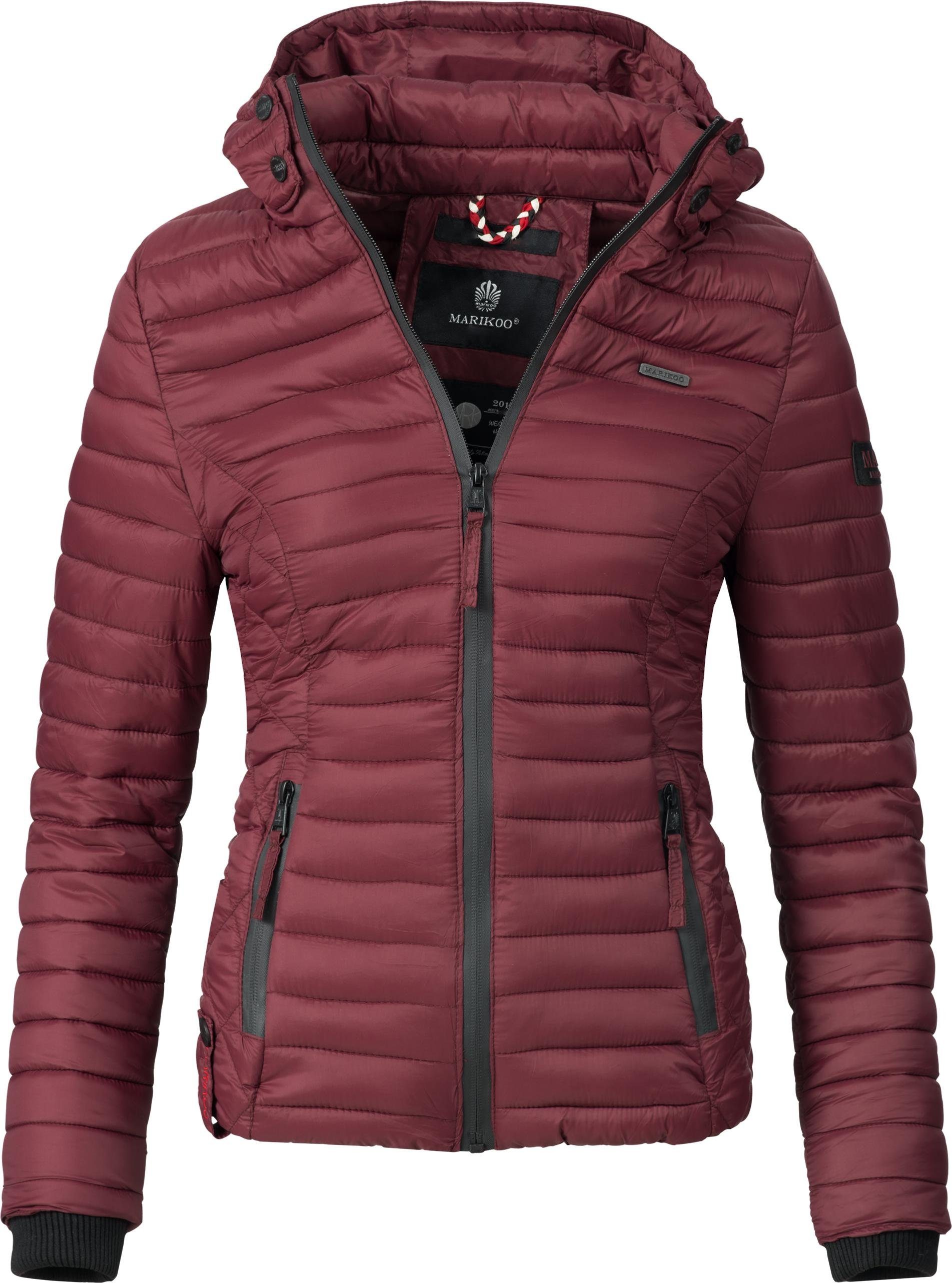 Marikoo Steppjacke Samtpfote ultraleichte Übergangsjacke mit Kapuze bordeaux