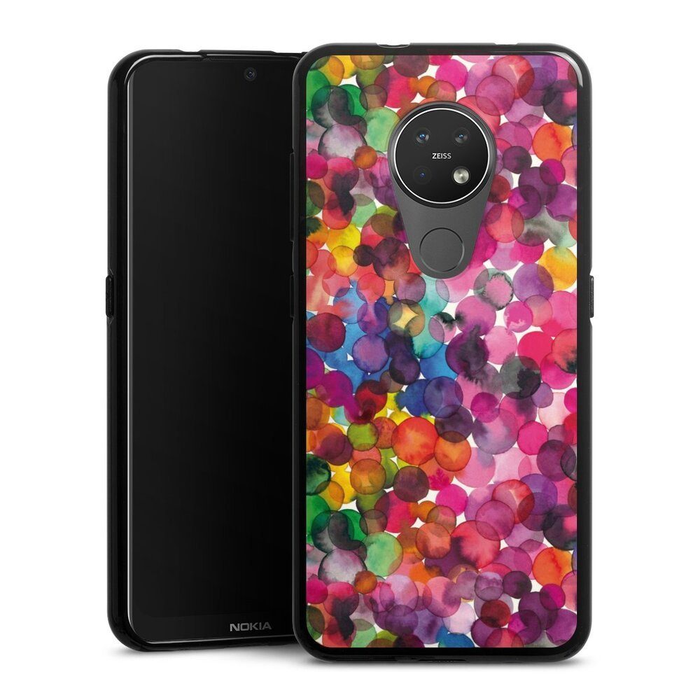 DeinDesign Handyhülle bunt Punkte Wasserfarbe Overlapped Watercolor Dots, Nokia 7.2 Silikon Hülle Bumper Case Handy Schutzhülle Smartphone Cover