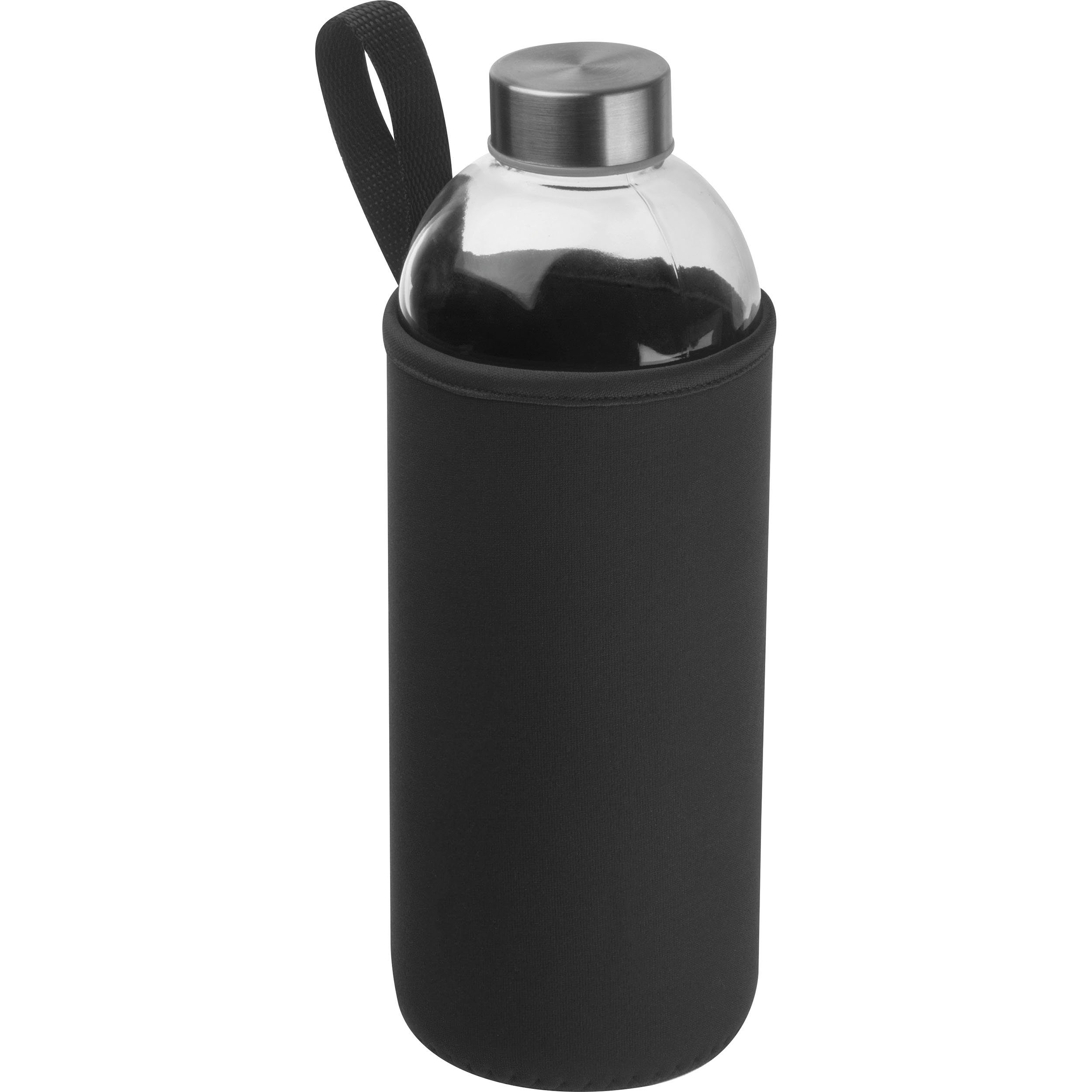 Macma Trinkflasche Trinkflasche aus Glas mit Neoprensleeve / 1000ml / Neoprenfarbe: schwa