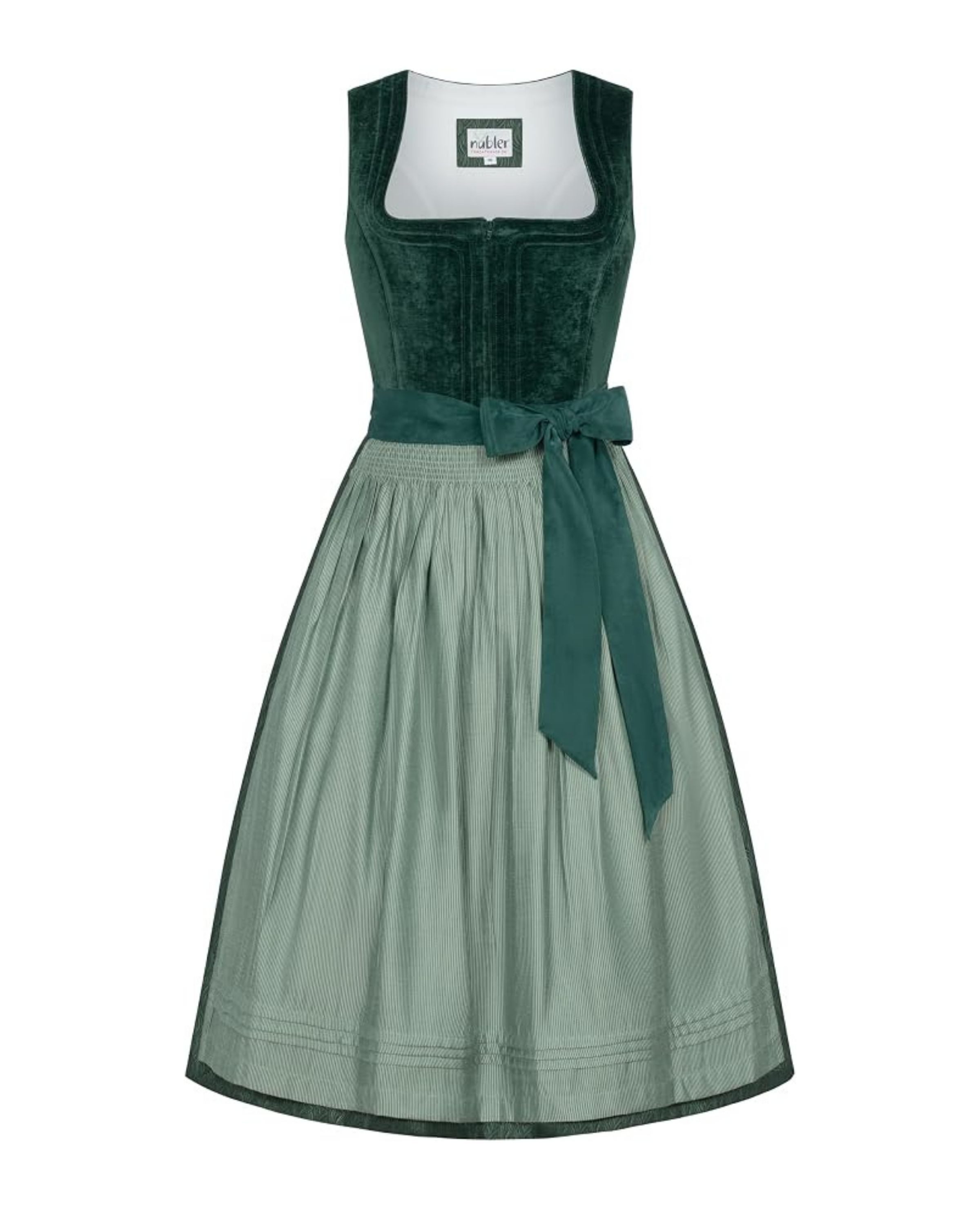 Nübler Dirndl Midi Dirndl Klarissa in Tanne von Nübler - Rocklänge 70 cm