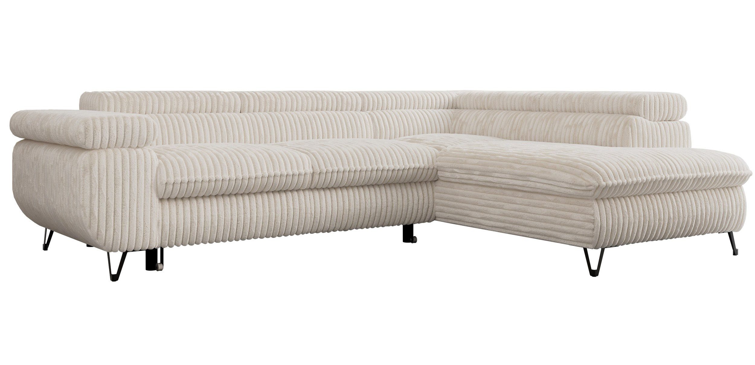 MKS MÖBEL Ecksofa PETER L, Set, Ecksofa L-form, HR35-Schaum, Wellenfederkern, Bettfunktion, Einstellbare Kopfstützen, Bettkasten