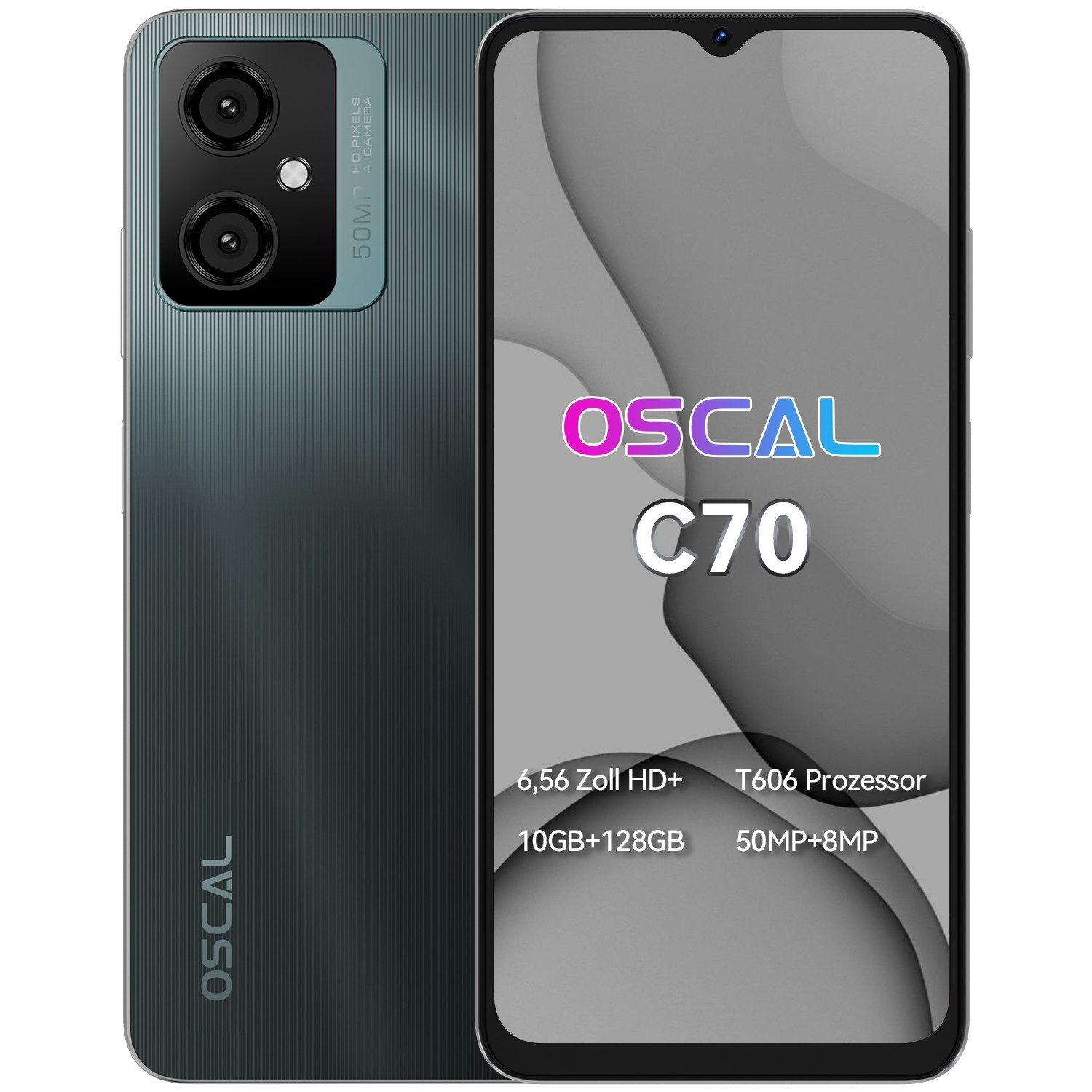 OSCAL C70 Smartphone (6.56 Zoll, 50 MP Kamera, Fingerabdruck, Dual SIM 4G)