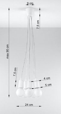 Licht-Erlebnisse Pendelleuchte NESSA, ohne Leuchtmittel, Hängelampe Retro Weiß verstellbar 90cm 5-flmg E27 Wohnzimmer Esstisch