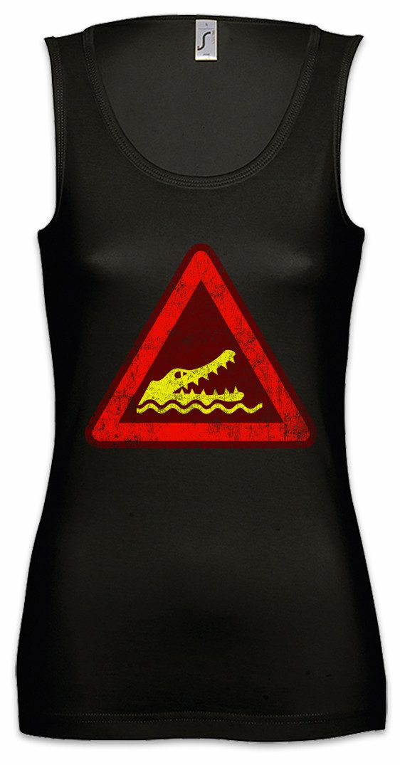 Tanktop Crocodile Warning Sign I Ärmelloses Damen T-Shirt Warnung Schild