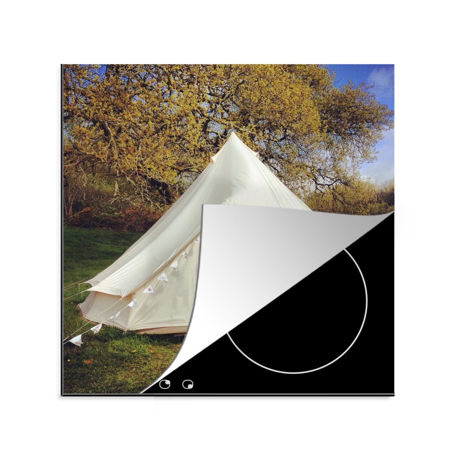 MuchoWow Herdblende-/Abdeckplatte auf für 78x78 Zelt einem Ein Ceranfeldabdeckung, Feld, Vinyl, tlg), küche weißes (1 Arbeitsplatte cm