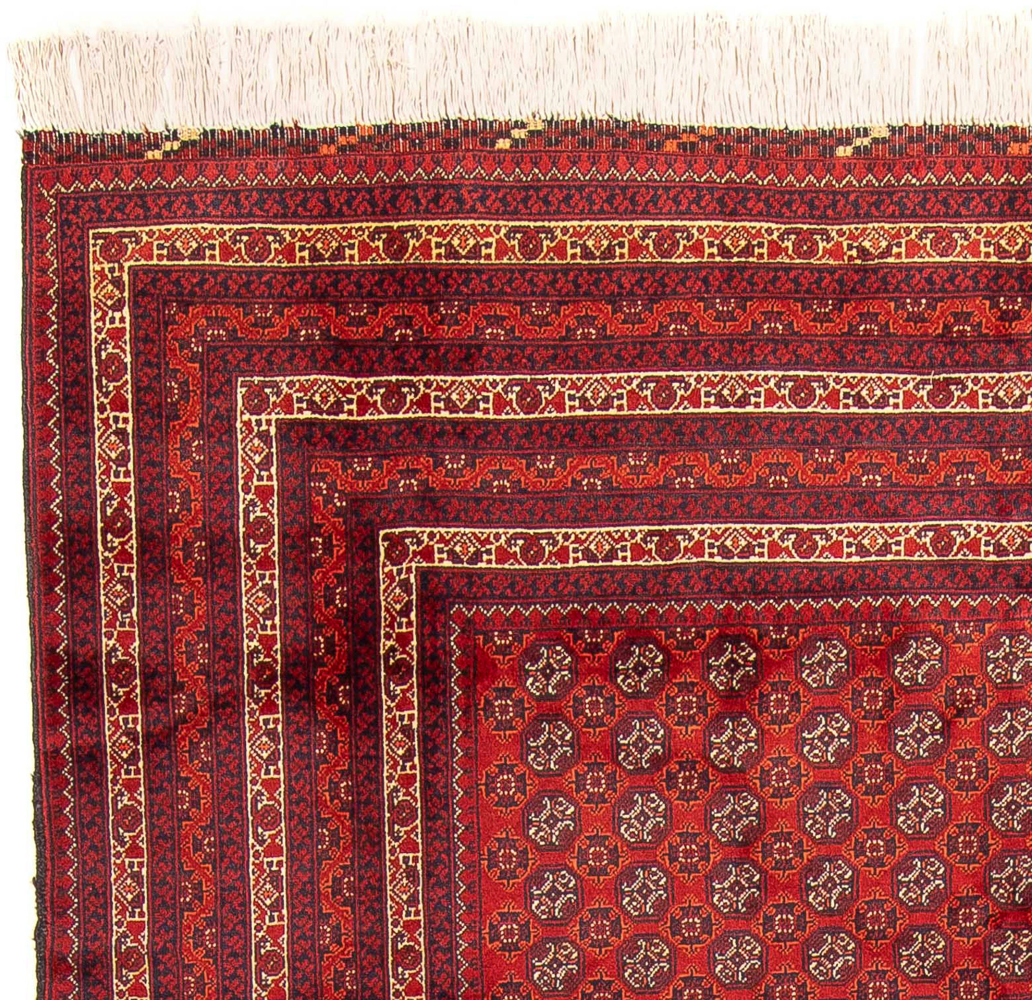 Orientteppich Afghan - 7 Einzelstück mit - Zertifikat morgenland, 300 Höhe: x rot, rechteckig, Wohnzimmer, cm mm, Handgeknüpft, - 200 Buchara