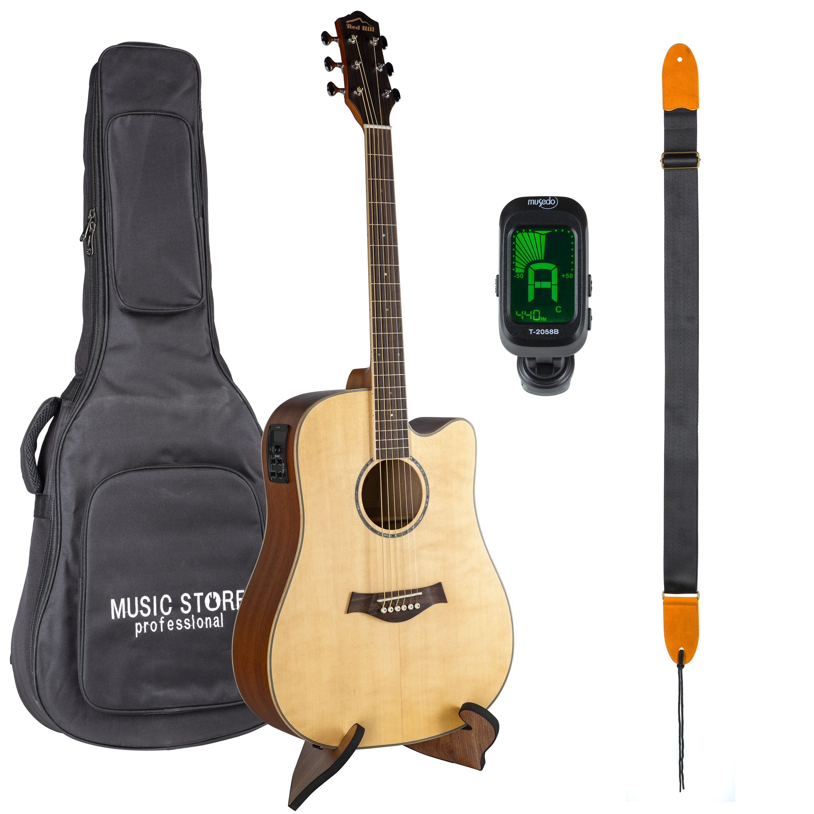 Red Hill Westerngitarre, Westerngitarren, Westerngitarren-Sets, Western Bundle I Natural - beginner set acoustic guitar