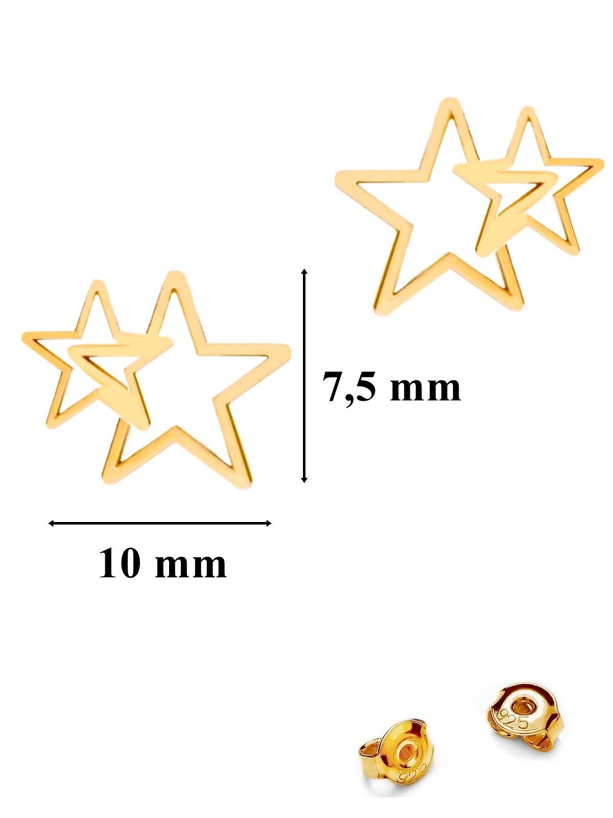 Goldene Hufeisen Paar Ohrstecker Ohrringe Gold Sterne 925 Silber 18k vergol günstig online kaufen