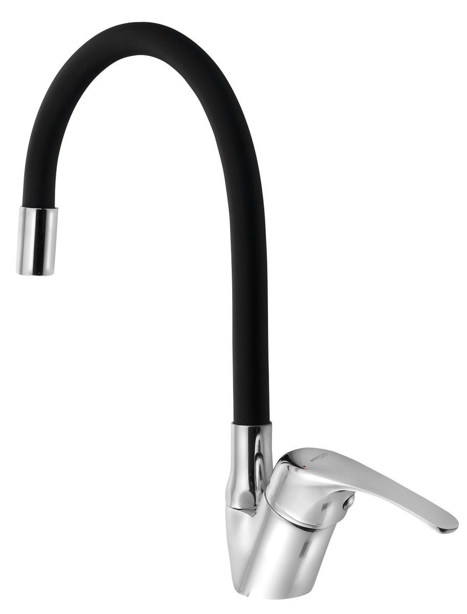 Aqualine Küchenarmatur KASIOPEA 35 Küchenarmatur mit flexibler Auslauf, Chrom/Schwarz matt Aqualine-1107-65F-SET