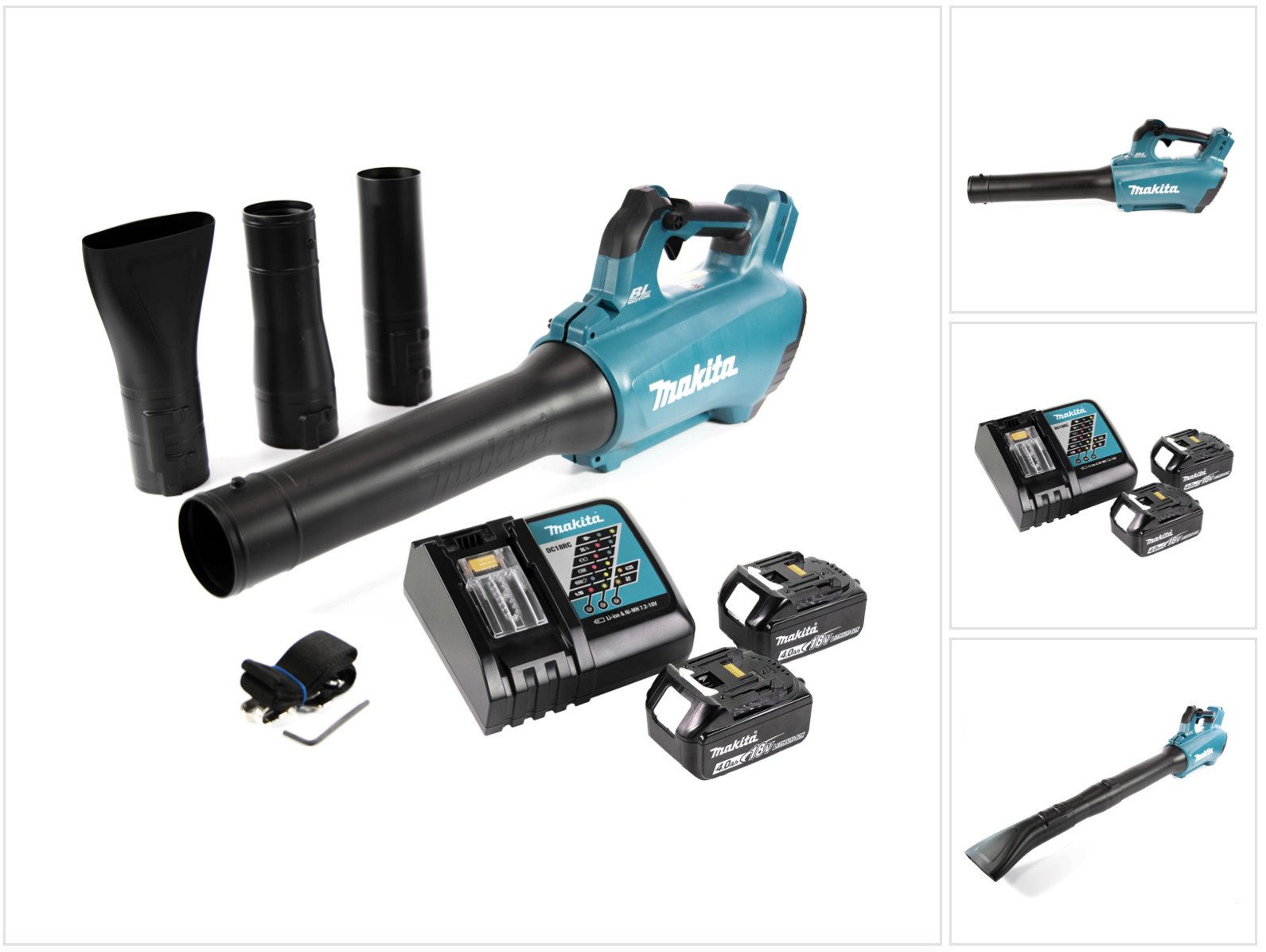 Makita Akku-Laubbläser DUB 184 RM Akku Gebläse 18 V Brushless + 2x Akku 4,0 Ah + Ladegerät
