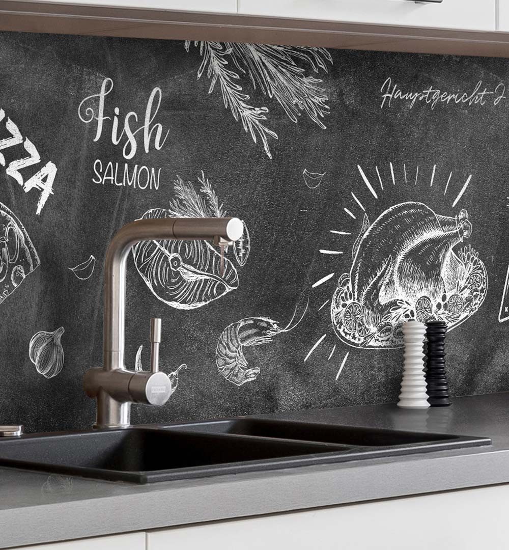 MyMaxxi Küchenrückwand Küchenrückwand selbstklebend Menü Tafel Schule Spritzschutz Folie, (Klebefolie passend geschnitten und gerollt B 60 cm x H 60 cm), Menü Tafel Schule B 60 cm x H 60 cm
